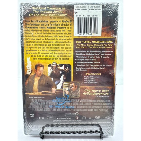National Treasure DVD New Sealed Walt Disney Nicolas Cage PG Bonus Material - Picture 2 of 2